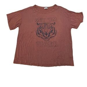 Blue Buttercup “Get ‘Em Tiger” Brown Tee L | Fierce & Fun!